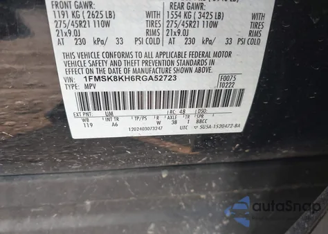 2024 Ford Explorer St-Line from USA, damaged, VIN 1FMSK8KH6RGA52723